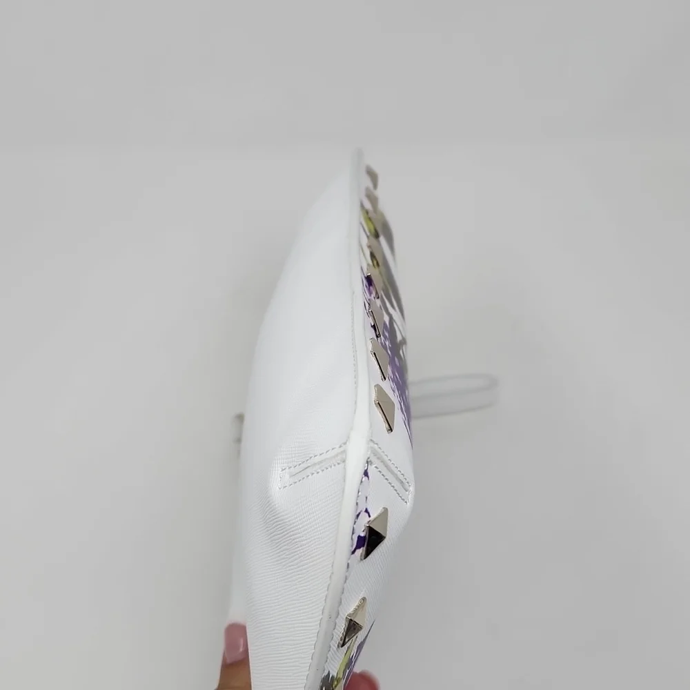 White House Black Market White Floral Faux Leather Clutch/Wrislet - Picture 4 of 6